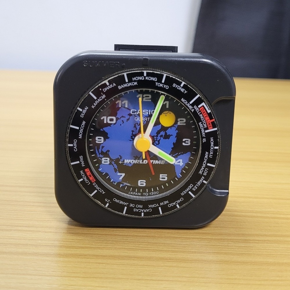 Casio TQ-130U Quartz World Time‎ Vintage Alarm Clock Toshiba